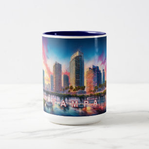 Tampa Colorful Skyline Två-Tonad Mugg