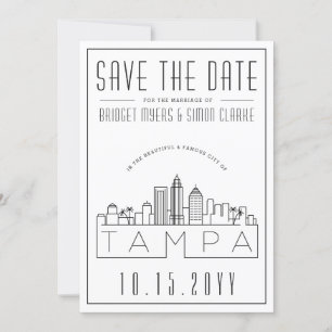 Tampa, Fl Bröllop Stiliserad Skyline Spara datum Inbjudningar