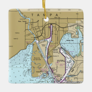 Tampa FL Nautiskt diagram Julgransprydnad Keramik