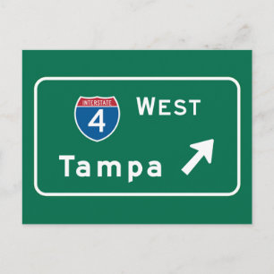 Tampa, FL Road Sign Vykort