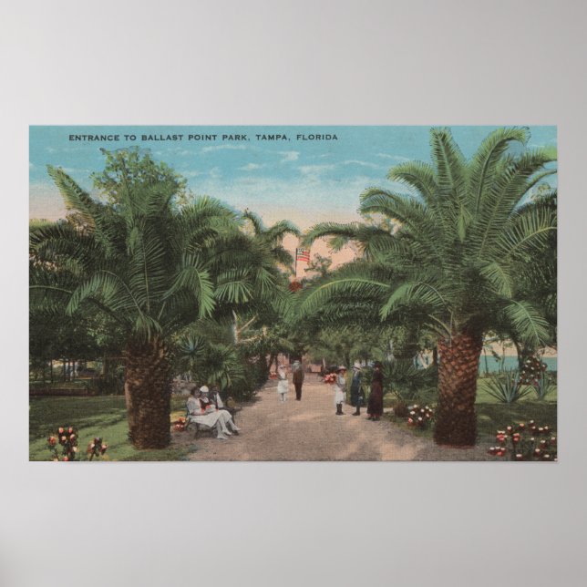 Tampa, FL - View of Ballast Point Park Entrance Poster (Framsidan)