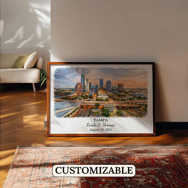 Tampa Florida Affisch, Akvarell, Anpassad Poster (Skapare uppladdad)