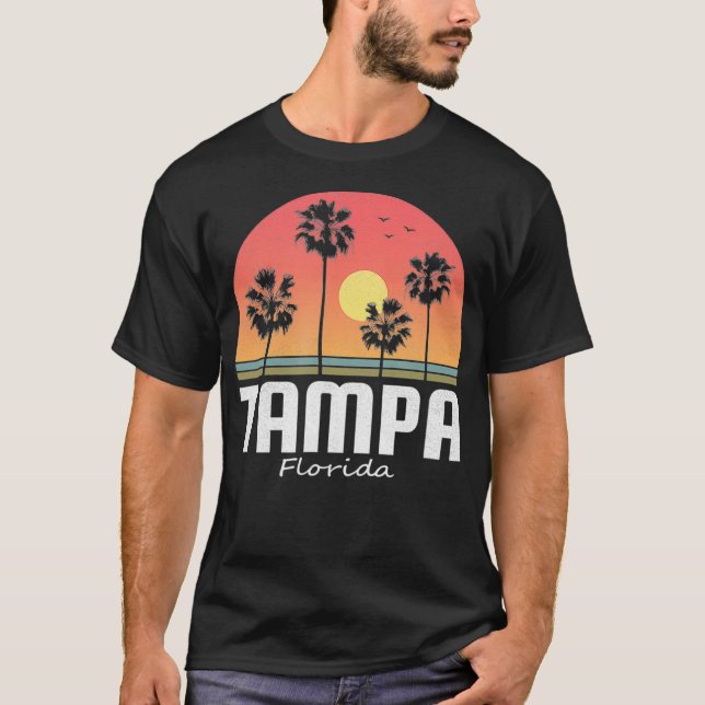 Tampa Florida Beach Palm Sunset Gift Women Men Kid T Shirt (Framsida)