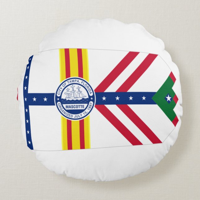 Tampa (Florida) City flagga Rund Kudde (Framsidan)