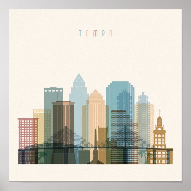 Tampa, Florida | City Skyline Poster (Framsidan)