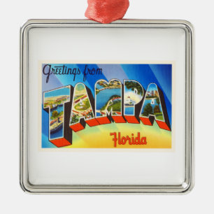 Tampa Florida FL gammal vintage resorsouvenir Julgransprydnad Metall