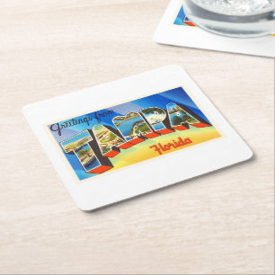 Tampa Florida FL gammal vintage resorsouvenir Underlägg Papper Kvadrat