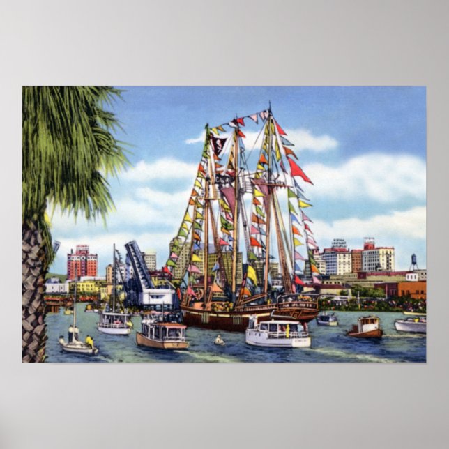 Tampa Florida Gasparilla Festival Poster (Framsidan)