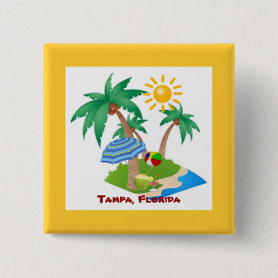 Tampa, Florida, handflatan träd och solsken Knapp