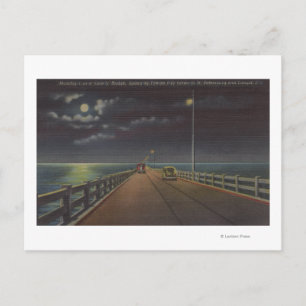 Tampa, Florida - Månbelyst vy av Gandy Bridge Vykort