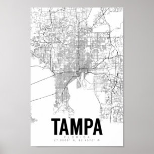 Tampa Florida Minimalist Karta Art Poster