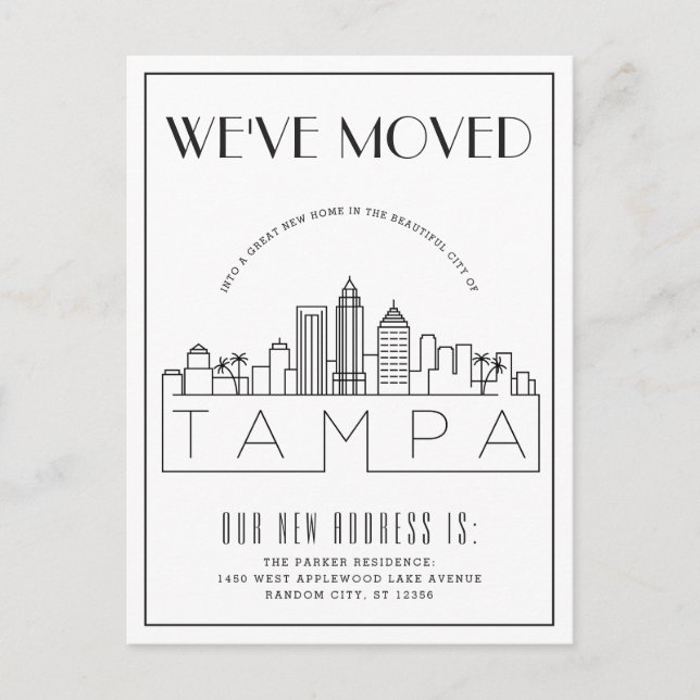 Tampa, Florida Modern Deco | Ny adress Meddelande Vykort (Framsida)
