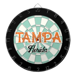 TAMPA Florida Orange text Ljus Teal Vit Svart Darttavla