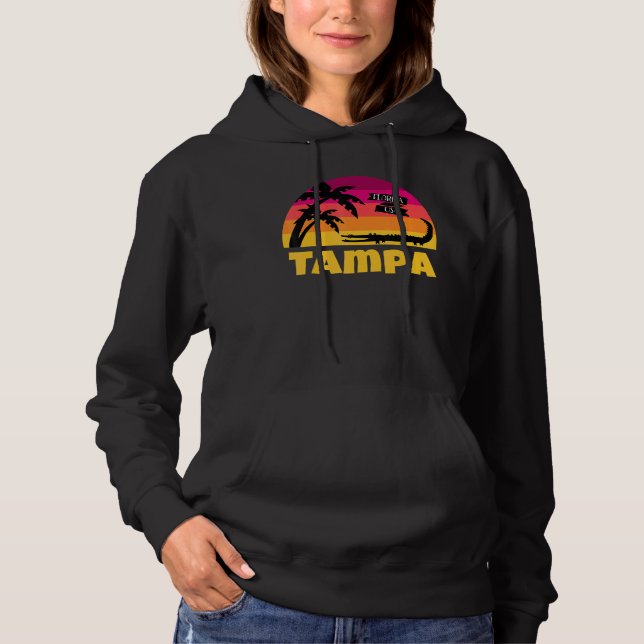 Tampa Florida Retro Sunset och Alligator T Shirt (Framsida)