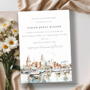 Tampa Florida Skyline Watercolor Baby Shower Inbjudningar