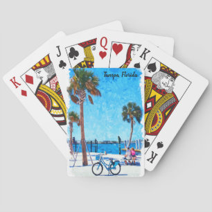 Tampa Florida sommar akvarellmålning Casinokort