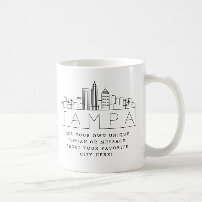 Tampa, Florida Stylized Skyline | Anpassningsbar S Kaffemugg (Höger)