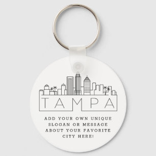 Tampa, Florida Stylized Skyline Anpassningsbar S Nyckelring