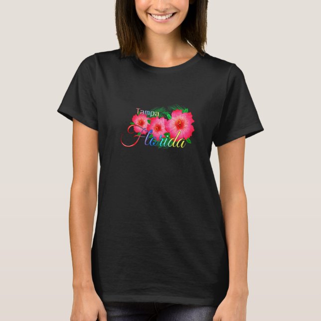 Tampa Florida Tropical Flowers Family Vacation T Shirt (Framsida)