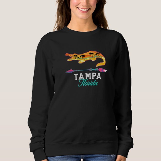 Tampa Florida Usa Alligator Retro Sol Handflatan T T Shirt (Framsida)