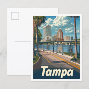Tampa Florida USA Art Vintage resor Illustration Vykort