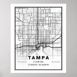 Tampa Florida USA Travel City Karta Poster