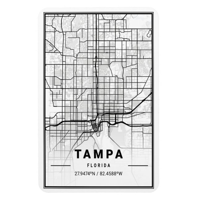 Tampa Florida USA Travel City Karta Poster Magnet (Vertikal)