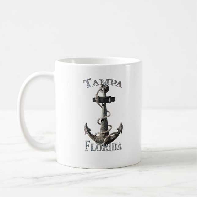 Tampa Florida Vacation Nautical Anchor Sailing Kaffemugg (Vänster)