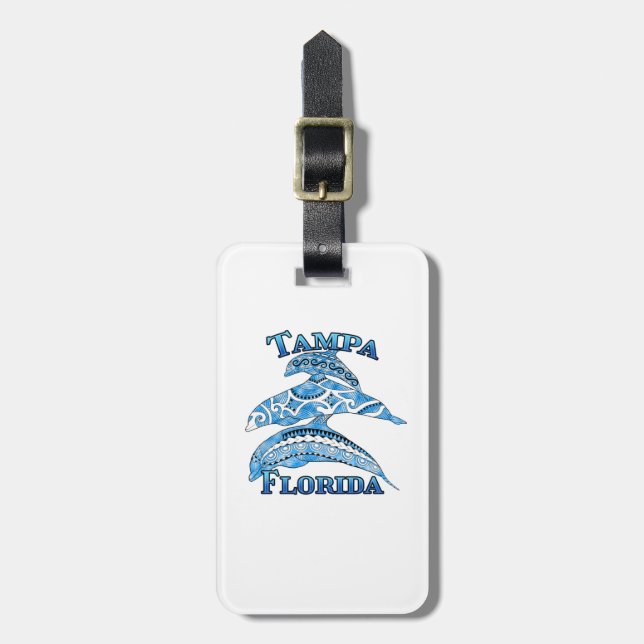 Tampa Florida Vacation Tribal Dolphins Bagagebricka (Vertikal Framsida)