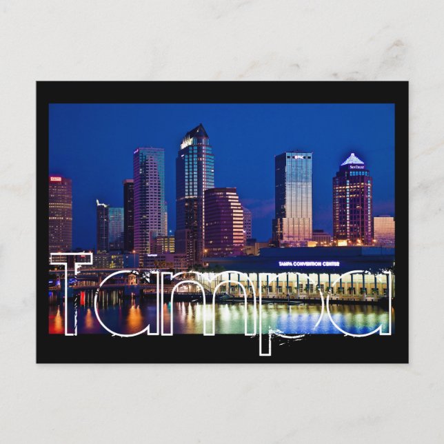 Tampa, Florida vid gryningen från Davis Islands. Vykort (Framsida)