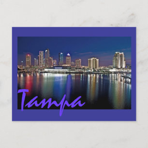 Tampa, Florida vid gryningen från Davis Islands. Vykort