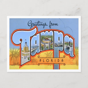 Tampa, Florida Vintage Big Brev vycard Vykort