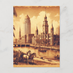 Tampa, Florida Vintage old Painting Travel Vykort