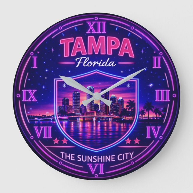Tampa Florida Waterfront Skyline Stor Klocka (Framsida)