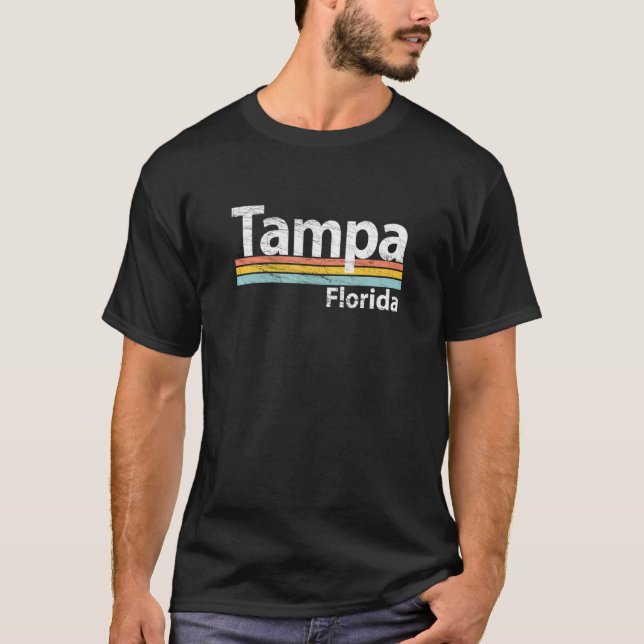 Tampa Florida Worn Retro Rand Classic T Shirt (Framsida)