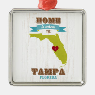 Tampa hem- Florida karta - är var hjärtan är Julgransprydnad Metall