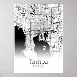 Tampa Karta - Florida - City Karta Poster