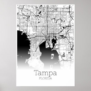 Tampa Karta - Florida - City Karta Poster