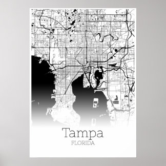 Tampa Karta - Florida - City Karta Poster
