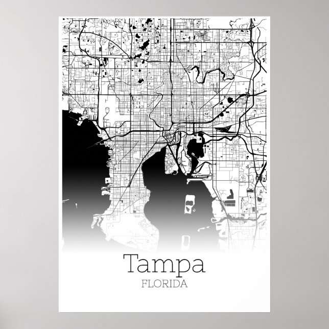 Tampa Karta - Florida - City Karta Poster (Framsidan)