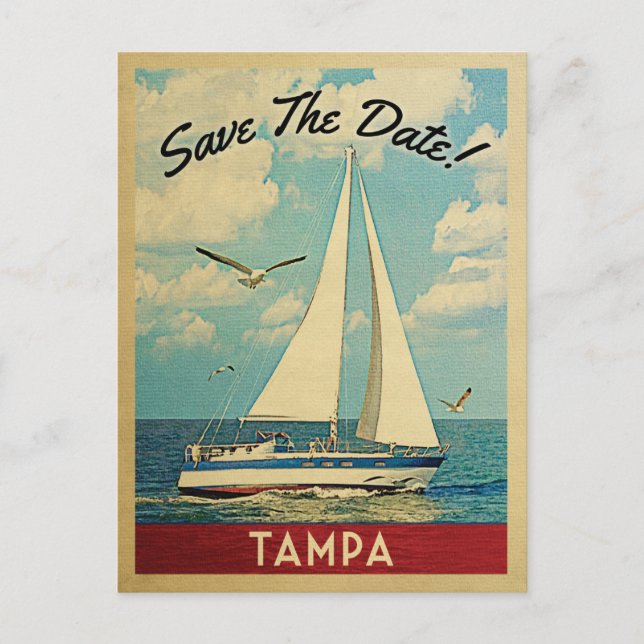 Tampa Save The Date Segelbåt Marin tema Meddelande Vykort (Framsida)
