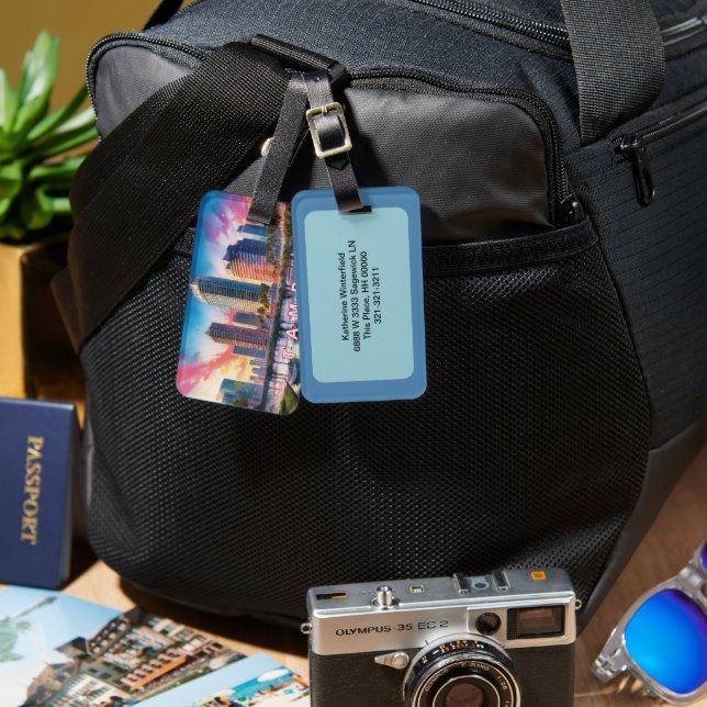 Tampa Skyline Abstrakt Art Bagagebricka (Fram & Baksida)