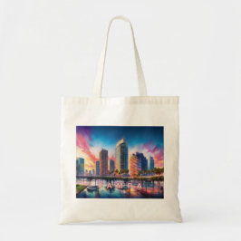 Tampa Skyline Abstrakt Art Tygkasse