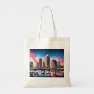 Tampa Skyline Abstrakt Art Tygkasse