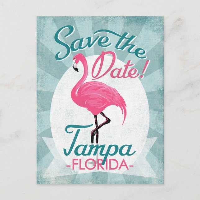 Tampa sparar datum Rosa Flamingo Meddelande Vykort (Framsida)