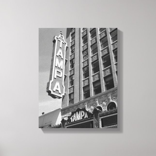 Tampa Theater Theater Black and White Photo Canvas (Framsida)