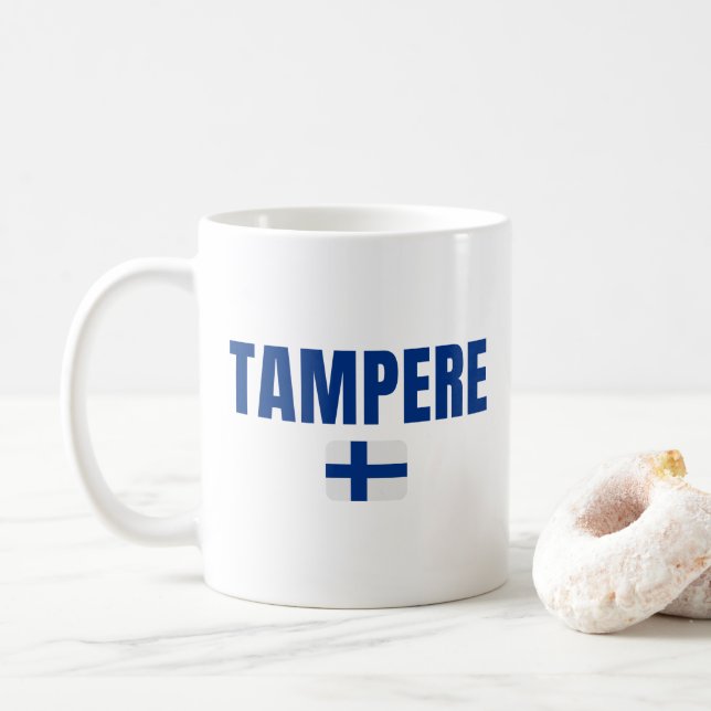 TAMPERE Finland Flagga Kaffemugg (Med munk)