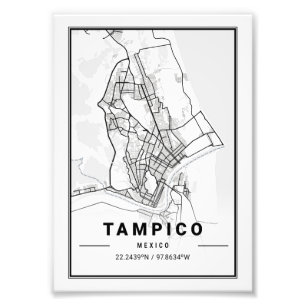 Tampico - Mexico Ligth City Karta Fototryck