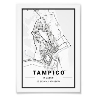 Tampico - Mexico Ligth City Karta Fototryck