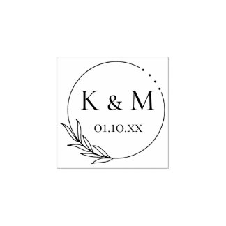 Tampons Encreurs Fleur Botanique, Mariage, Initial Stämpel